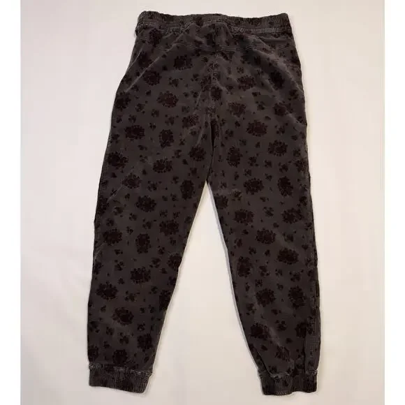 Anthropologie Pants Womens Medium Gray Floral Corduroy Joggers Elastic Cuff - Picture 12 of 12